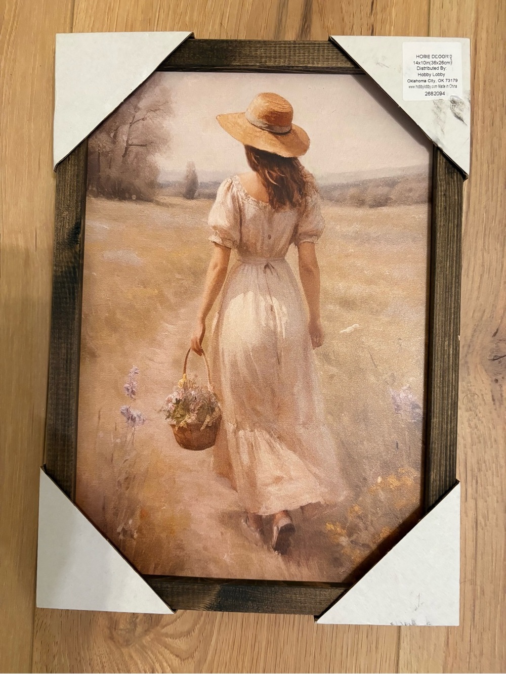 Pastel Cream & Tan Woman in Field Framed Art